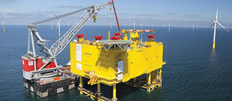 Offshore wind park, Germany. HelWin Alpha platform with 316L Stainless Steel onboard press fit system.