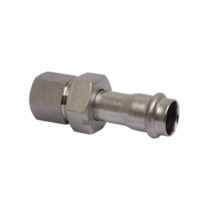 Tubepress Barrel Union, Female, Flat Sealing, Stainless Steel Nut
